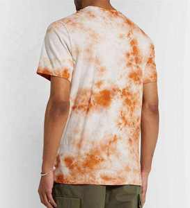 เสื้อยืดแขนสั้นผู้ชายลายไทได  แบบลำลองถักนิต  สำหรับฤดูร้อน  สีส้มขาว  ลายพิมพ์  คอวี - Product Image 2