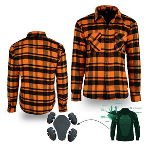 Custom <b>Mens</b> Adults Black Grey Plaid <b>Flannel</b> Motorcycle Shirt Full Aramid Lined CE Level 2 Armored Breathable Riding <b>Jacket</b> Plus - Product Image 5