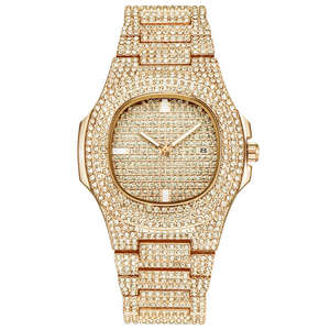 Montre Hip-Hop personnalisée 100% testée au diamètre, luxueuse et étincelante, avec cristaux de moissanite VVS carrés, pour homme, d'Inde - Product Image 5