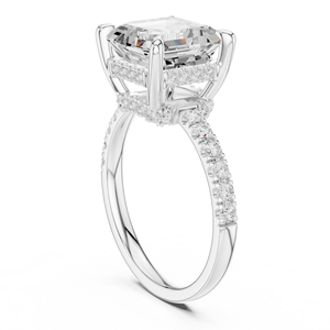 Anillo de Compromiso de Diamantes Cultivados en Laboratorio con Certificación IGI, Oro Sólido de 14K, Corte Asscher de 4 CT y Corte Brillante Redondo, para Mujer - Product Image 4