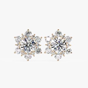 Luxury Manufactured Moissanite Diamond <b>Earrings</b> for Women Certified Brilliant Flower Shape Sustainable Fine Available For Sale - Product Image 1