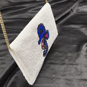 Bridal Beaded <b>Clutch</b> Bag Handmade <b>Wedding</b> Party Purse Custom Embroidery Evening Handbag Luxury Designer Chain Strap Fashion Soft - Product Image 6