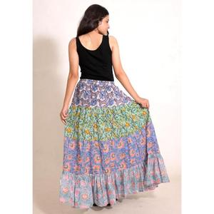 Cotton Patchwork Flared <b>Long</b> <b>Skirt</b> Handmade Bohemian Maxi <b>Skirt</b> Women's Ethnic Fashion - Product Image 5