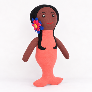 Muñeca de Princesa Sirena de Peluche Hecha a Mano, Juguete de Peluche Suave con Rostro Bordado y Cabello con Flores, Regalo para Niñas - Product Image 2