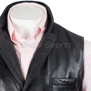 Chaleco de Piel de Cordero Premium para Hombre, Chaqueta sin Mangas Ligera con Botones de Cuerno para Invierno, para Moda y Equitación - Product Image 3