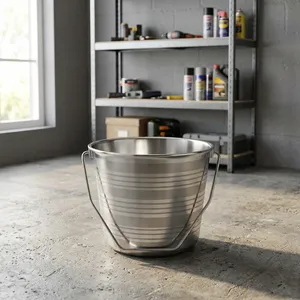 Seau en acier inoxydable avec poignée, robuste, résistant à la rouille, multi-usages, pour le stockage de l'eau dans la salle de bain, la cuisine et la maison - Product Image 6