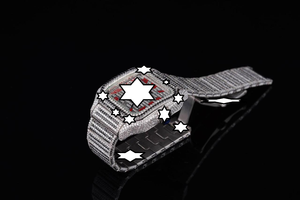 Nouvelle conception, montre mécanique de luxe faite à la main en acier inoxydable, boîtier carré, verre saphir, analogique, bouton poussoir, fermoir caché, diamant - Product Image 2