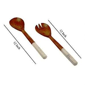Nouvel ensemble d'accessoires pour salade en bois d'acacia, écologique, compatible lave-vaisselle, ustensiles de cuisine, fabriqué en Inde - Product Image 3