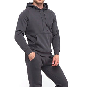 Ensemble de survêtement décontracté d'hiver pour homme, en molleton uni, avec sweat à capuche oversize et pantalon de jogging, pour l'entraînement, impression de logo personnalisée, écologique - Product Image 5