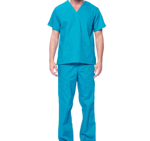 Women High quality <b>Scrub</b> Set Blue V Neck Short Sleeve 100 Polyester Hospital <b>Uniforms</b> Pants Casual Medical Workwear - Product Image 4