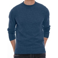 Pull en tricot à col rond pour homme, couleur unie, manches longues, vêtement d'automne, coupe classique, 100% coton, style décontracté