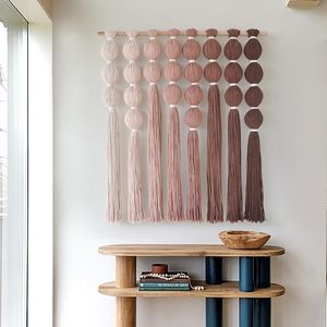 Fiber <b>Art</b> <b>Macrame</b> Wall Hanging with Knotted Ball Detail and Soft Fringe Boho Home Accent - Product Image 3