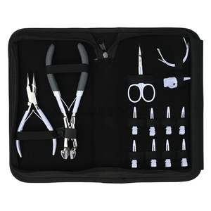 Kit de herramientas multifunción para extensiones de cabello blanco con pinzas para cinta adhesiva, pinzas para abrir y cerrar abalorios, mini tijeras y agujas de costura para extensiones. - Product Image 1