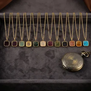Collier pendentif en péridot brut naturel non taillé, forme coussin, chaîne fine, fait main, réglable, cadeau pour elle - Product Image 6