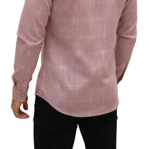 Chemise en flanelle pour homme rose poudré, manches longues, boutonnée, à carreaux, décontractée, tissu brossé doux, mode streetwear, vente en gros - Product Image 6