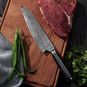 Couteau de chef en acier Damas forgé à la main avec manche en bois, prise en main ambidextre pour la cuisine professionnelle et la préparation des aliments - Product Image 5