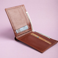 Dompet Kulit Klasik Asli untuk Pria dengan Desain Lipat Tipis, Ringan, Banyak Slot Kartu, Logo Dapat Disesuaikan