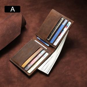 Hot Sales Slim Bifold Classic <b>Men's</b> <b>Wallet</b> High Quality Genuine <b>Leather</b> Waterproof Vintage Style Open Closure Customizable - Product Image 3