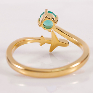 Women's Gold Plated Airplane <b>Ring</b> With Round <b>Green</b> Zircon Cute Gemstone Fashion Jewelry - Product Image 3