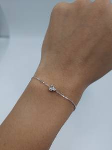 3 <b>Stone</b> Diamond <b>Bracelet</b> in 14K Gold for Women | 0.12 CT Minimalist Diamond Chain <b>Bracelet</b> | Elegant Jewelry - Product Image 3