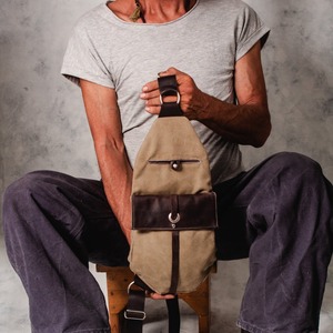 กระเป๋าหนังผ้าใบสะพายข้างแบบยูนิเซ็กส์ สไตล์เรโทร สำหรับเดินทาง เดินป่า สะพายไหล่ แฟชั่น กันน้ำ มีซิป ขายส่ง LCSB-0013 - Product Image 4