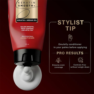 Acondicionador anti-frizz con keratina, proteína y aceite de argán, control de frizz por 72 horas, cabello suave y brillante, reparación de daños, 190 ml, nutritivo con argán - Product Image 5