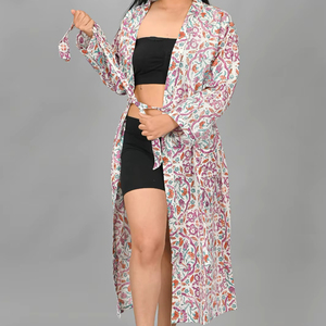 Nuevo Kimono Elegante de Verano para Niñas, Algodón al por Mayor, Estampado Floral Indio, Bata Larga, Camisón para Mujer, Ropa de Dormir, Vestido Maxi para Dama de Honor, Ropa de Playa - Product Image 4