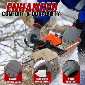 Gants de course en cuir PU isolés thermiquement, antidérapants, coupe-vent, à doigts entiers, compatibles avec les écrans tactiles, pour l'extérieur, hiver, unisexe, noir et rouge - Product Image 3