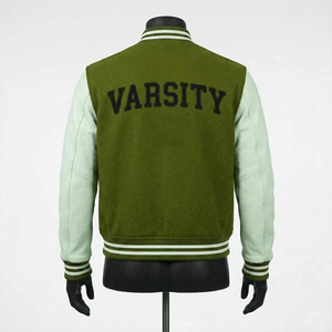 Best Selling Custom Wool Coated Front Reversible Stand Letterman Bomber Varsity Jacket Men Women with cheap price for sale - Product Image 4