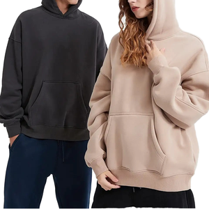 Unisex Oversized Hooded Sweatshirt Solid <b>Green</b> French Terry Casual Pullover Front Pocket 100% Cotton Breathable Spring 330g - Product Image 4