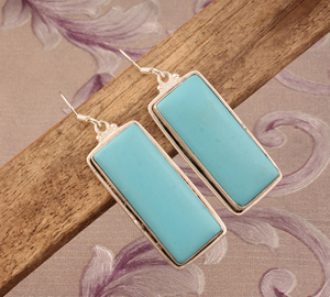 Trendy Bohemian Turquoise <b>Dangle</b> <b>Earrings</b> Unique Artisan Design Gemstone Accessories Premium Quality Designer 925 <b>Silver</b> <b>Earring</b> - Product Image 1