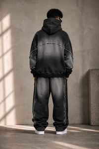 Custom Men's Black Hoodie <b>Jogger</b> <b>Set</b> Oversized Pullover Sweatshirt <b>Matching</b> Tracksuit Streetwear Casual Wear Wholesale Clothing - Product Image 4