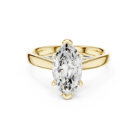 Anillo de Compromiso de Oro de 18k con Diamante Cultivado en Laboratorio de 2 Quilates, Corte Marquesa, E VVS2, Corte Excelente, Incoloro, Forma MQ, Solitario para Boda