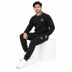 Private Label Cotton Fleece Lining Eco-Friendly Breathable Jogger Tracksuit Slim Tapered <b>Hoodie</b> Winter Sportswear Fitness Street - Product Image 2
