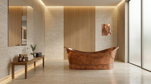 Bañera de Cobre Hecha a Mano de Lujo, Bañera Ovalada Independiente para Baños Elegantes - Product Image 1