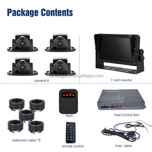 360 độ ai xem chim bao quanh toàn cảnh hệ thống 1080P DVR Máy ảnh màn hình với âm thanh và hình ảnh báo động cho xe buýt trường học xe tải - Product Image 6