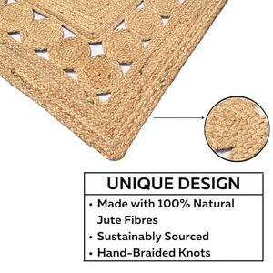 Eco Friendly Hand Braided <b>Thick</b> Jute Cotton Classic Modern Flat Pile Non-Slip Custom Area Rugs Floor Carpet Living Room Exercise - Product Image 3