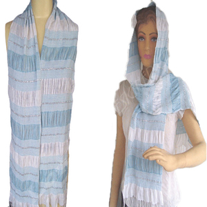 Châle rayé en coton pour femme, léger, mi-long, pour toutes les saisons, usage quotidien - Product Image 2