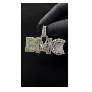 <b>Silver</b> Plated Iced Moissanite Letter Pendant Bezel Set <b>Charm</b> Round Brilliant Cut Jewelry Gift - Product Image 1