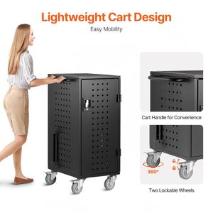 Carrello di ricarica mobile per 20 dispositivi con supporto per laptop da 15,6 pollici, per ufficio e aula, stazioni di ricarica a pavimento per Chromebook - Product Image 5