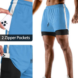 Custom Print Logo Solid Casual <b>Mid</b> Waist Eco-Friendly Double <b>Layer</b> Shorts for Men Adult Size Pakistan Manufactured - Product Image 3