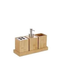 New Arrival Wooden Bathroom Accessories Set with Soap Dispenser Toothbrush Holder For Spas Hotels Bathroom Organizer Wholesale - Product Image 4