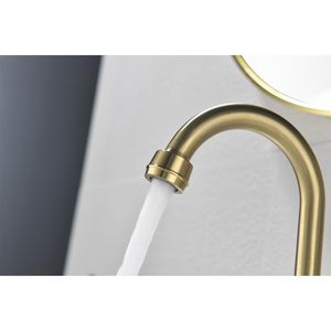 Rubinetto da Bagno Senza Piombo a 2 Maniglie con Beccuccio Girevole, Scarico Pop-up in Rame e 2 Linee di Alimentazione dell'Acqua - Product Image 4
