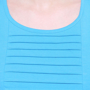 Camiseta de Verano Casual de Alta Calidad para Mujer, Cuello Redondo, Manga Corta, Color Azul, con Detalle de Fruncido en la Parte Delantera - Product Image 3