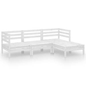 Ensemble de salon de jardin modulaire moyen en pin massif blanc – Mobilier modulaire confortable pour espaces extérieurs - Product Image 2