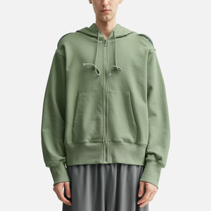 เสื้อฮู้ดดี้ผู้ชายคุณภาพสูง 370GSM ผ้าฝ้ายผสมโพลีเอสเตอร์ ทรงบ็อกซี่ ซิปหน้า สกรีนโลโก้ได้ตามต้องการ เสื้อฮู้ดดี้ซิปหน้าแบบครอปสำหรับผู้ชาย - Product Image 3