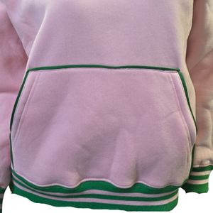 Sweat-shirt rose et vert à col zippé pour femme, pull à manches longues, vêtement décontracté et tendance, doux et confortable pour tous les jours - Product Image 5