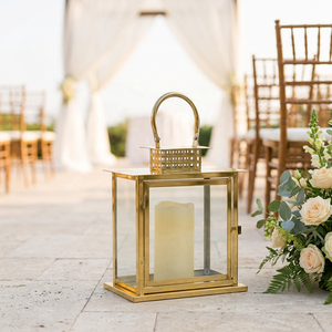 Handmade Durable Classic Design <b>Gold</b> Metal Candle Holder <b>Lantern</b> for Tabletop Home & Weddings Decorations Christmas & Easter - Product Image 2