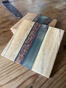 Decorative Wooden And Resin Coasters With Waterproof Surface For Tea Coffee <b>Wine</b> And Cocktail Glass Protection - Product Image 1