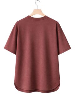 Camiseta Oversize Personalizada Color Albaricoque para Hombre, con Dobladillo Curvo, Hombros Caídos, Cuello Redondo, de Algodón, Estilo Urbano, Lisa, para Verano - Product Image 2